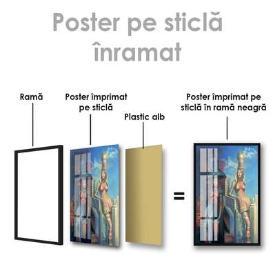 Poster - Girls, 50 x 75 см, Framed poster on glass, Art