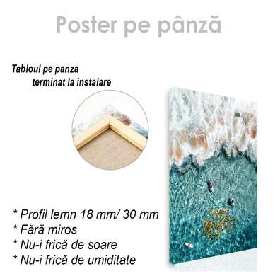 Poster - Surfing de plajă estetic, 60 x 90 см, Poster inramat pe sticla