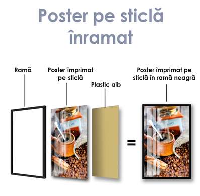 Poster - Mic dejun francez adevărat, 45 x 90 см, Poster inramat pe sticla