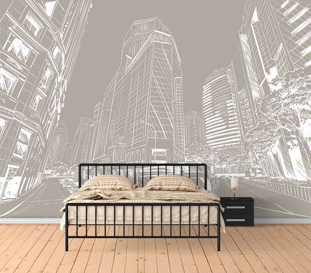 Wall Mural - White city on a gray background