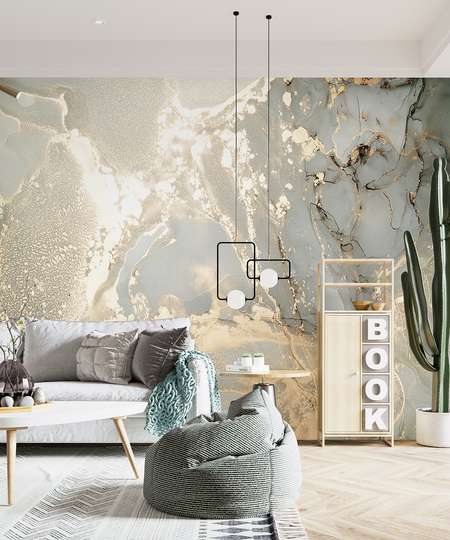 Wall mural - Gold with silver