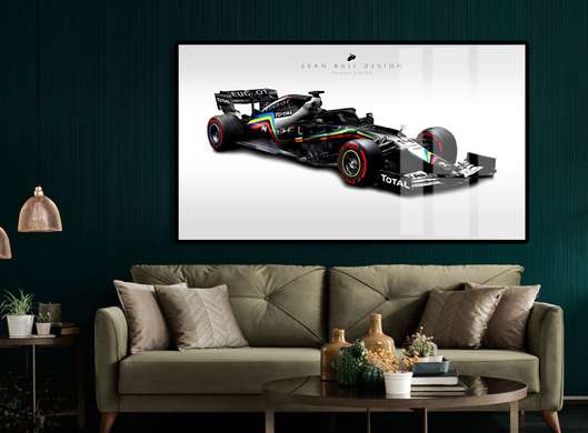 Poster - Black Formula 1, 60 x 30 см, Canvas on frame