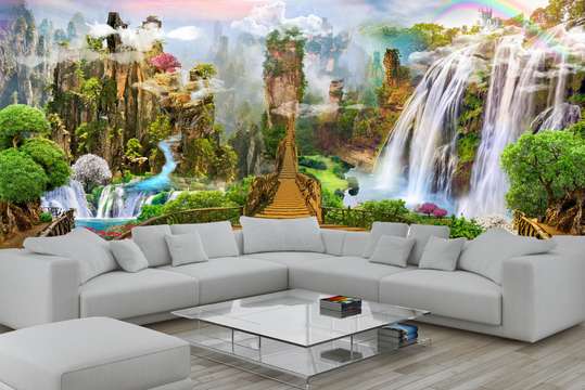 Wall Mural - Magical park with a waterfall.