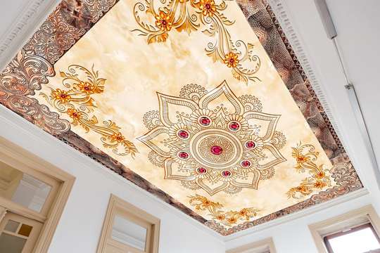 Фотообои - Золотистый потолок с росписью в виде узоров