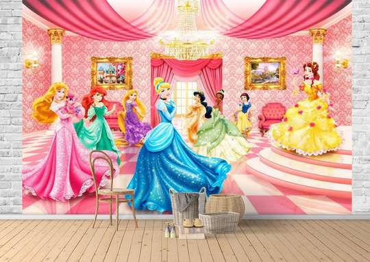 Фотообои - Диснеевские принцессы в бальном зале