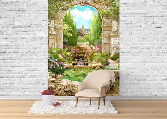 Wall Mural - Park with an arched wall.