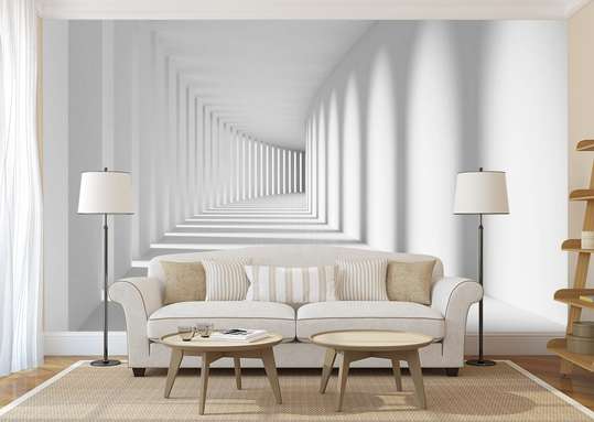 3D Wallpaper - Tunnel with endless white walls