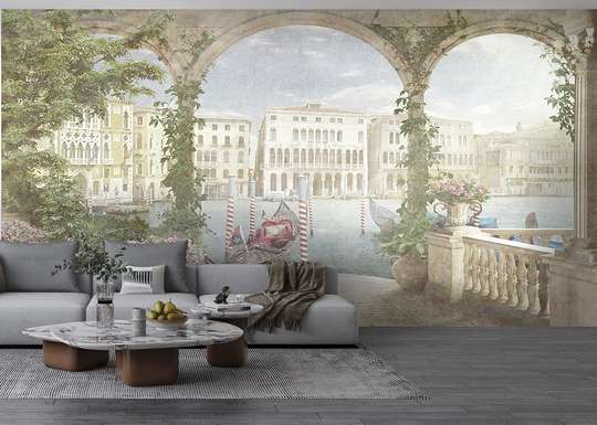 Wall mural - View of the Venetian canal from the arched terrace