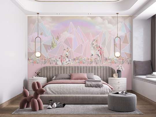 Wall mural for the nursery - Unicorns in a fairy tale world