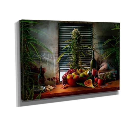 Poster - Coșul cu fructe, 45 x 30 см, Panza pe cadru, Pictura