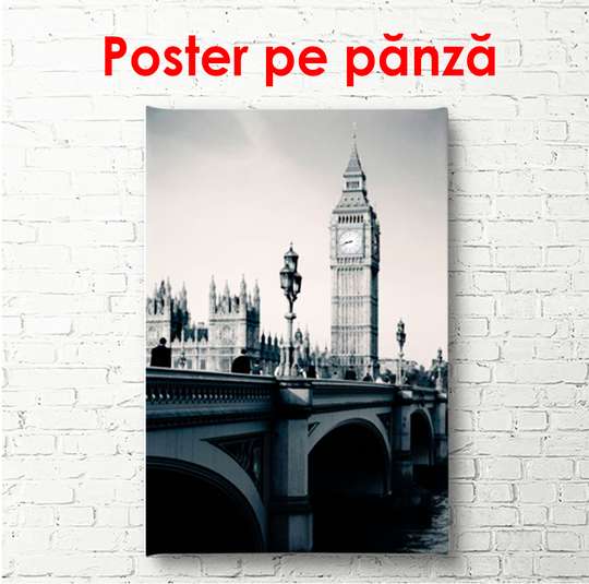 Poster - Londra alb- negru, 60 x 90 см, Poster înrămat, Alb Negru