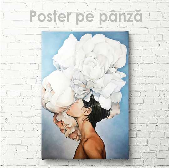 Poster - Bujorul alb, 30 x 45 см, Panza pe cadru