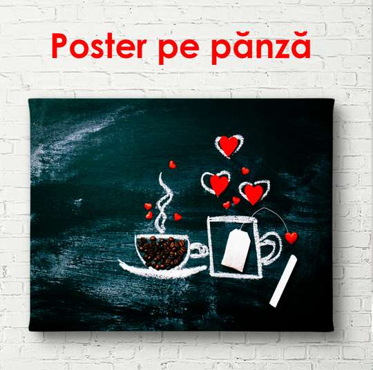 Poster - Coffee and tea love, 90 x 60 см, Framed poster