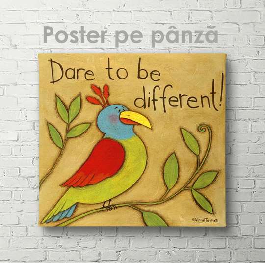 Poster, Dare to be different, 40 x 40 см, Canvas on frame, Animals