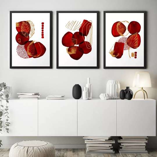 Poster - Red shades, 60 x 90 см, Framed poster on glass, Sets