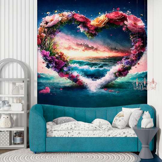 Wall mural - Heart on the ocean background