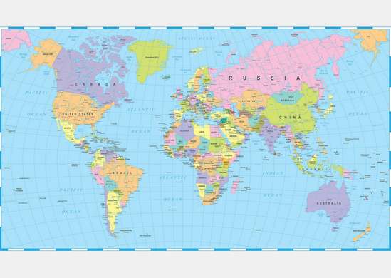 Fototapet - Harta lumii în nuanțe de albastru