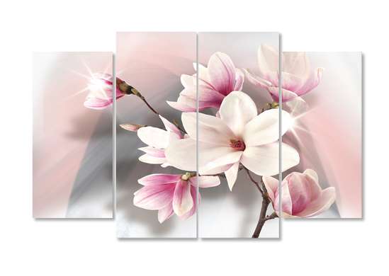 Modular picture, Delicate flower on a pink background., 198 x 115, 198 x 115
