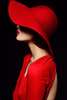 Tablou înramat - Fată în pălărie roșie, 50 x 75 см