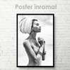 Постер - Черно-белый портрет девушки, 30 x 45 см, Холст на подрамнике