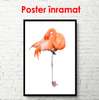 Постер - Фламинго на белом фоне, 30 x 60 см, Холст на подрамнике, Минимализм