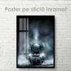Poster - Train in the fog, 60 x 90 см, Framed poster on glass, Transport