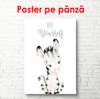 Постер - Зебра на белом фоне, 60 x 90 см, Постер на Стекле в раме, Для Детей