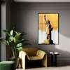 Poster - Statue of Liberty & Gold Elements, 60 x 90 см, Framed poster on glass, Maps and Cities