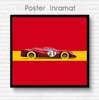 Poster - Car on a yellow stripe and on a red background, 40 x 40 см, Canvas on frame