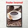 Poster - Cinnamon and coffee, 45 x 90 см, Framed poster on glass, Food and Drinks