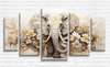 Modular picture, The gray elephant with flowers, 108 х 60