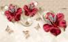 Wall mural - Red flowers on a beige background