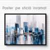 Poster - Abstract city with a bridge, 90 x 60 см, Framed poster on glass