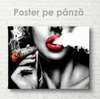 Poster - Fată cu trabuc, 45 x 30 см, Panza pe cadru, Alb Negru