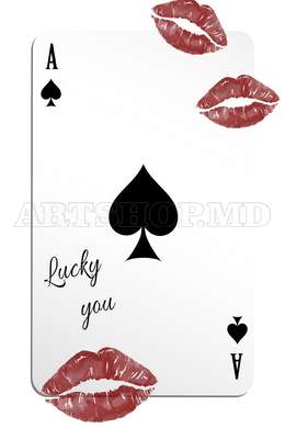 Poster - Lucky you, 60 x 90 см, Framed poster on glass, Quotes