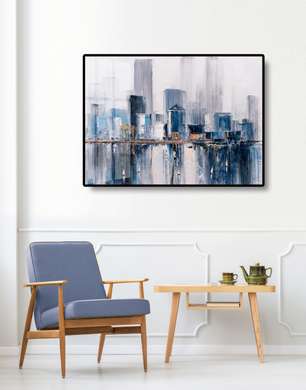 Poster - Abstract city with a bridge, 45 x 30 см, Canvas on frame, Abstract