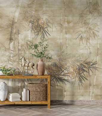 Wall mural - Bamboo trees in beige colors