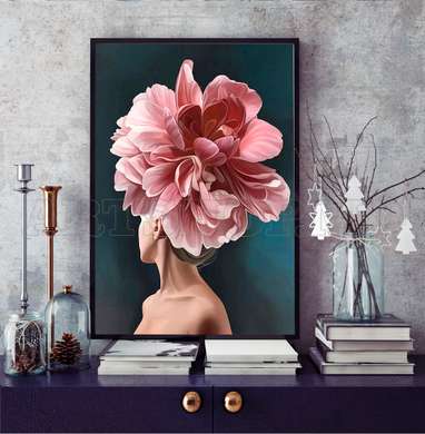 Poster - Coafură florală, 60 x 90 см, Poster înrămat, Glamour