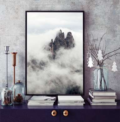 Poster - Rocks through the fog, 30 x 60 см, Canvas on frame