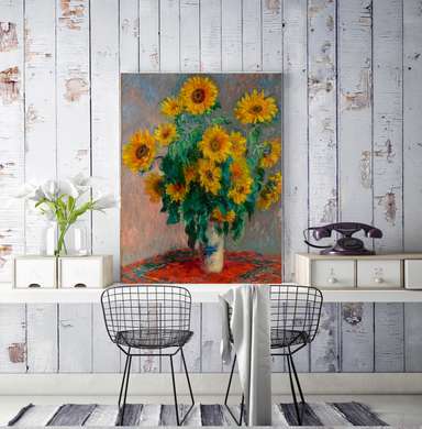 Poster - Pictură cu flori galbene, 60 x 90 см, Poster înrămat, Natură Moartă