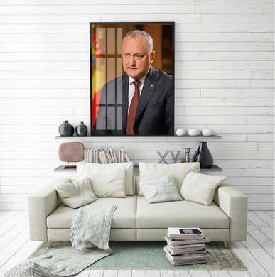 Poster - Igor Dodon, 60 x 90 см, Framed poster on glass, Famous People