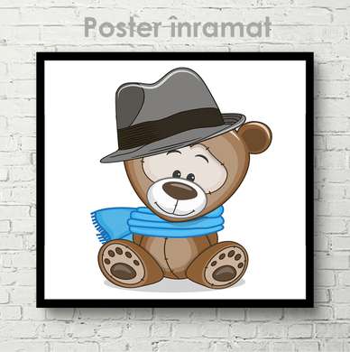 Poster - Mishka gentleman, 40 x 40 см, Canvas on frame, For Kids