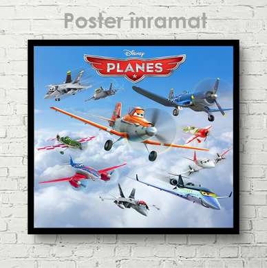 Poster - Avioanele, 100 x 100 см, Poster inramat pe sticla