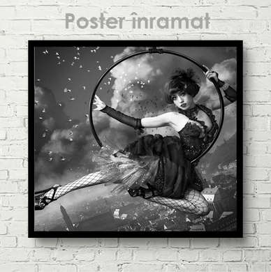 Poster - Fata acrobată, 100 x 100 см, Poster inramat pe sticla