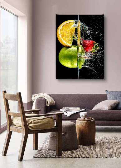 Poster, Fructe și apă, 30 x 45 см, Panza pe cadru