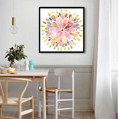Постер - Яркий цветок в акварели, 40 x 40 см, Холст на подрамнике, Минимализм