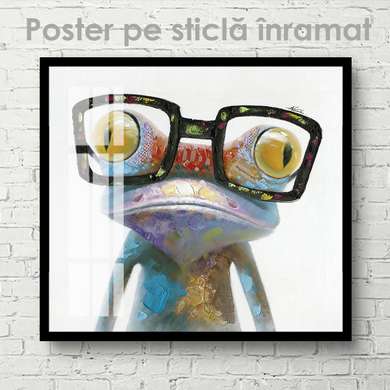 Постер, Умная лягушка, 40 x 40 см, Холст на подрамнике, Животные