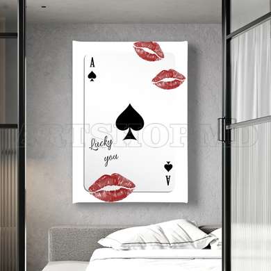 Poster - Lucky you, 60 x 90 см, Framed poster on glass, Quotes