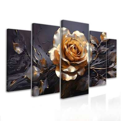 Modular picture, The golden rose, 108 х 60