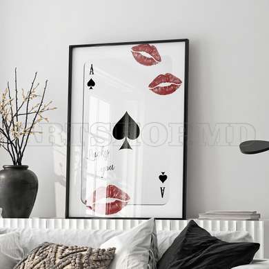 Poster - Lucky you, 60 x 90 см, Framed poster on glass, Quotes